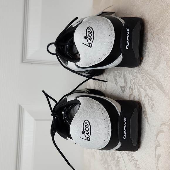 Mens Crocs Bite leather golf shoes soft cleat black white size 12 style 2207A - Picture 4 of 8